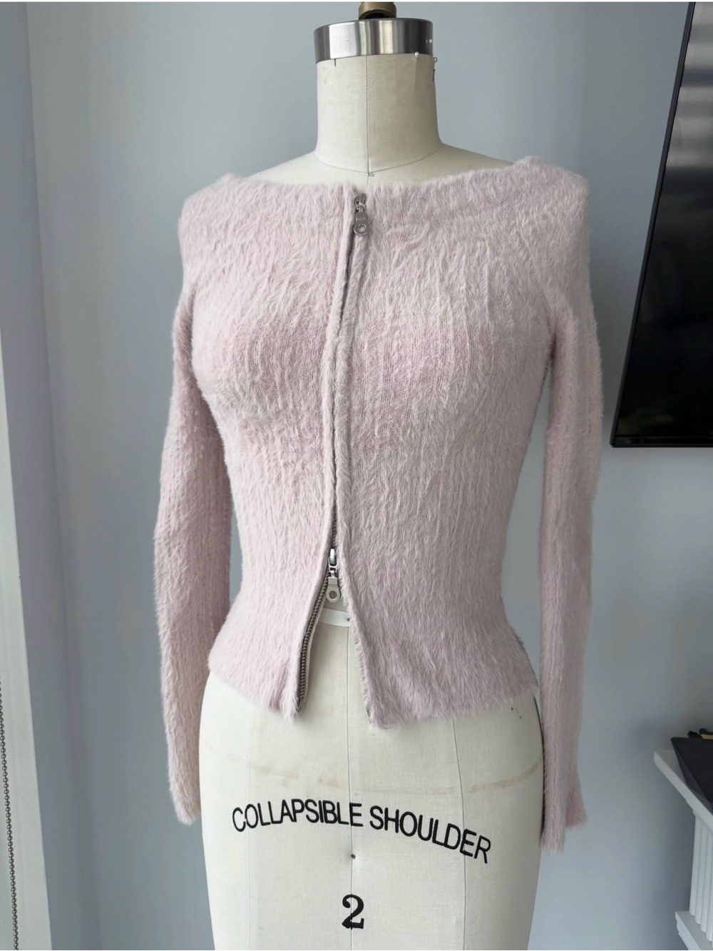 Silence + Noise Fuzzy Zip-Up cardigan XS-TP